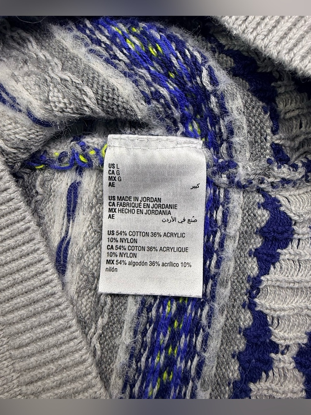 Style & Co. Gray and Navy Fair Isle Sweater - Picture 2 of 8